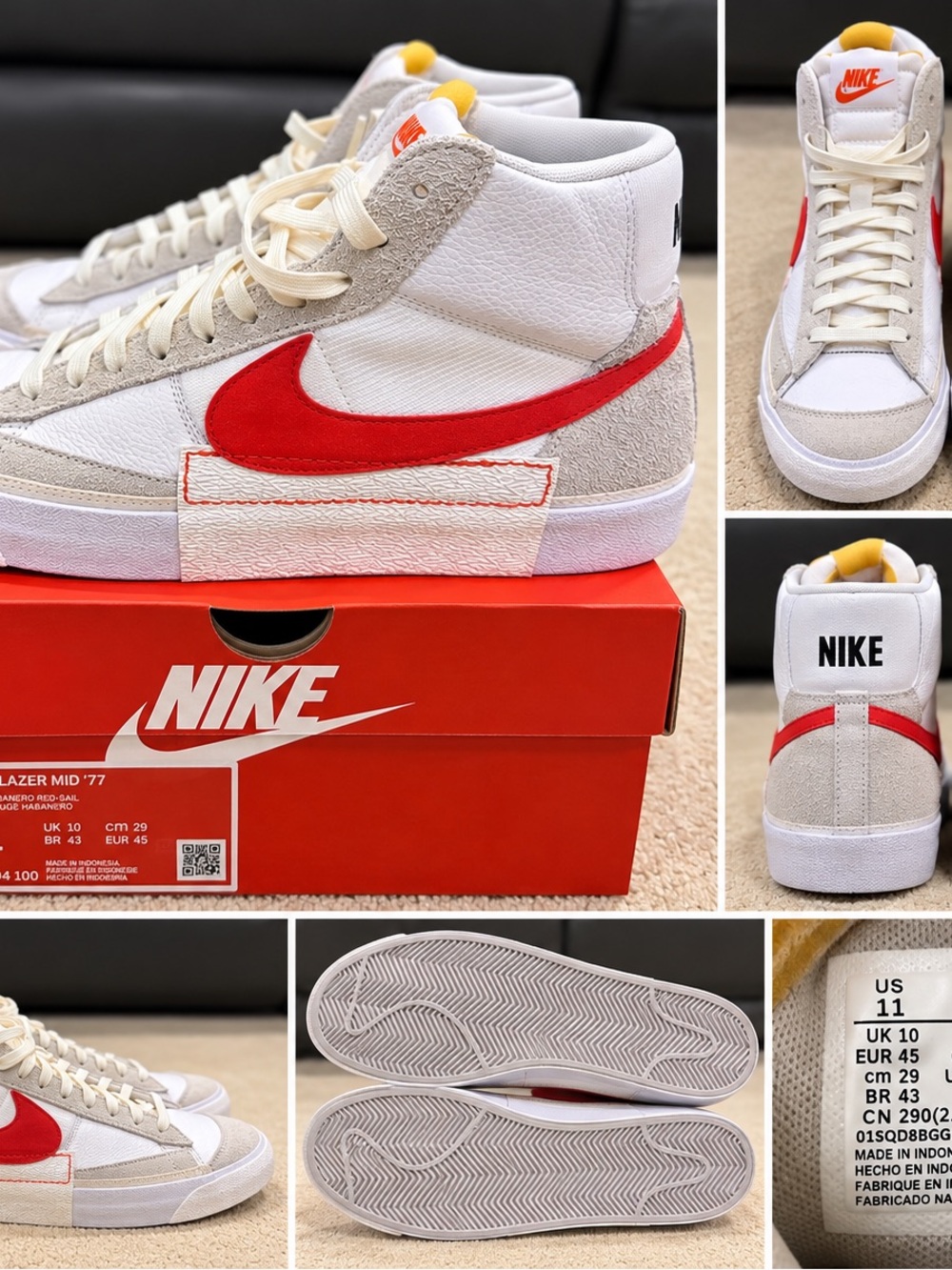 Nike Mid-Top Sneakers White/Red with Cream Accents